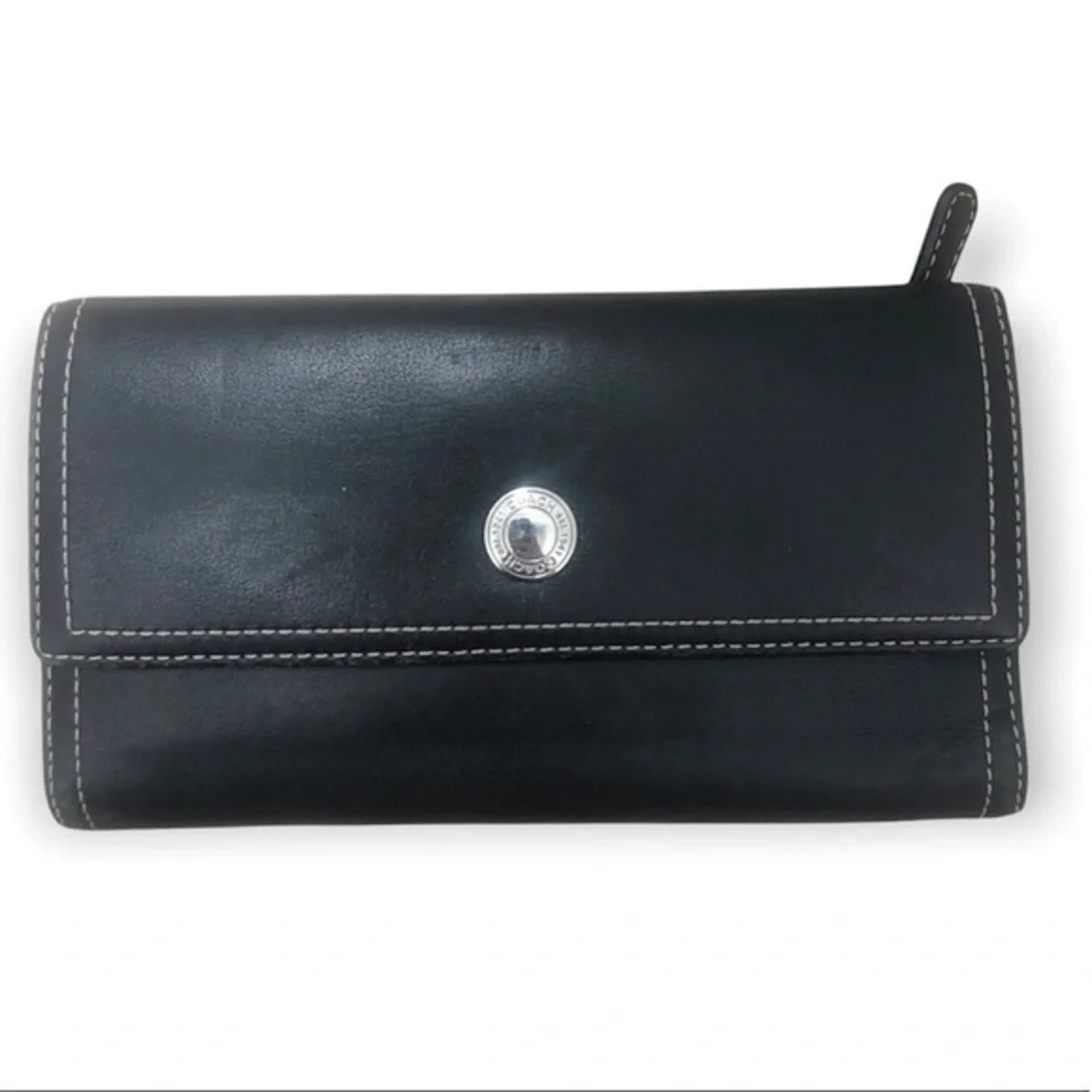 Coach black checkbook wallet - Picture 1 of 16